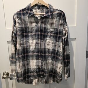 Carhartt Women's Plaid Shirt Pink Navy Cream Button Up Size XXL 20 Long Sleeve